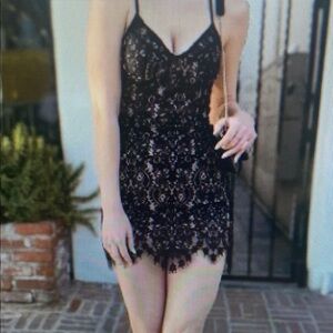 Elegant Black Lace Chemise